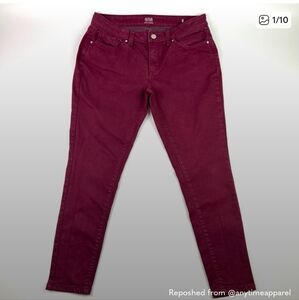 a.n.a Women's Skinny Jeans - Burgundy